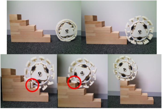 変形車輪の階段踏破時の様子